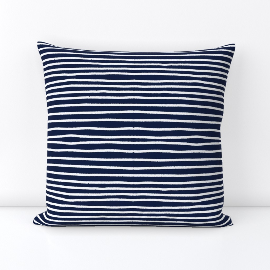 Sketchy Stripes // White on Navy