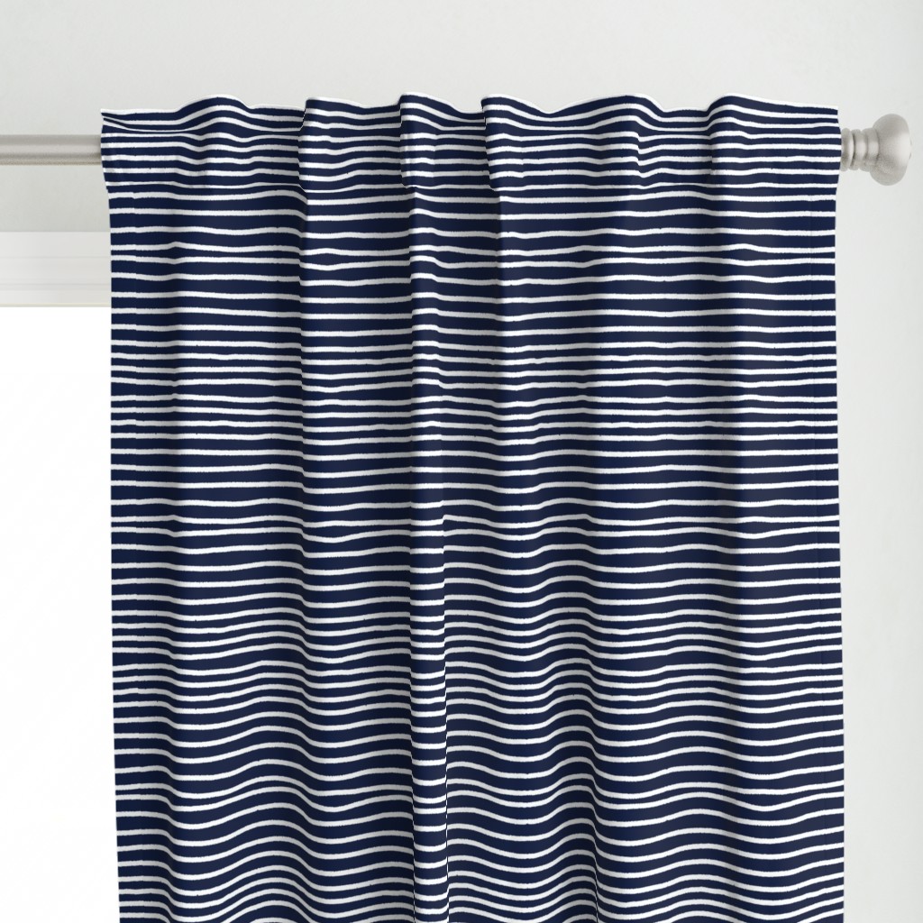 Sketchy Stripes // White on Navy