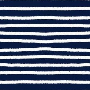 Sketchy Stripes // White on Navy