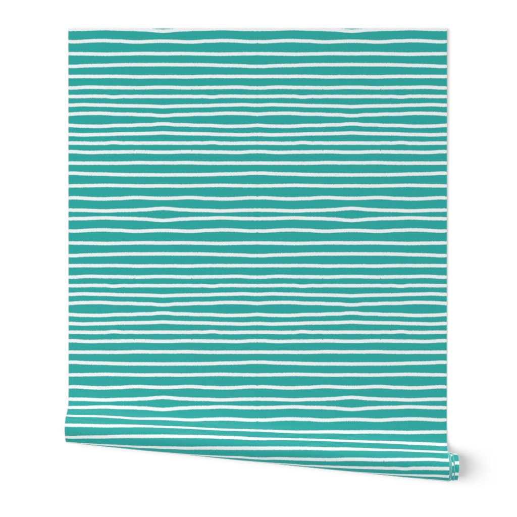 Sketchy Stripes // White on Caribbean Blue