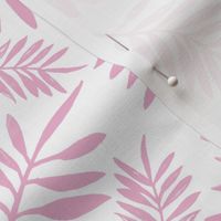 Botanical watercolor garden palm leaves summer beach monochrome soft pink