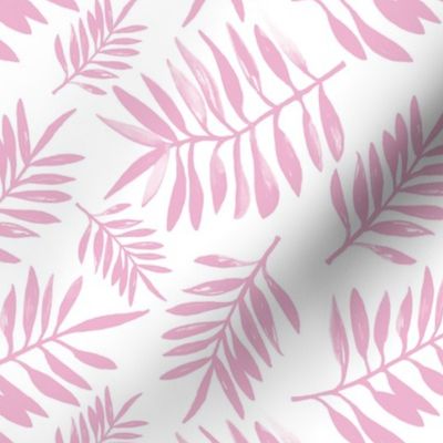 Botanical watercolor garden palm leaves summer beach monochrome soft pink