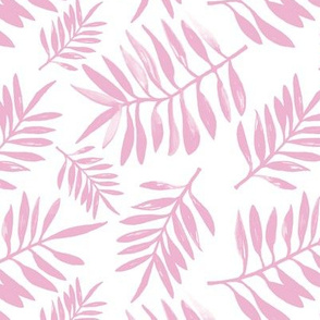 Botanical watercolor garden palm leaves summer beach monochrome soft pink