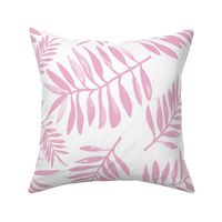 Botanical watercolor garden palm leaves summer beach monochrome soft pink JUMBO