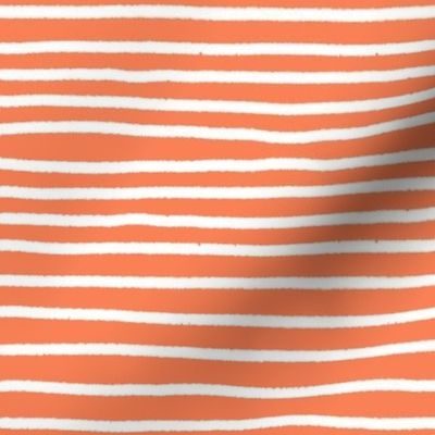 Sketchy Stripes // White on Persimmon