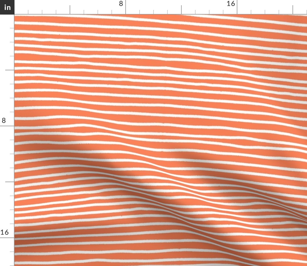 Sketchy Stripes // White on Persimmon