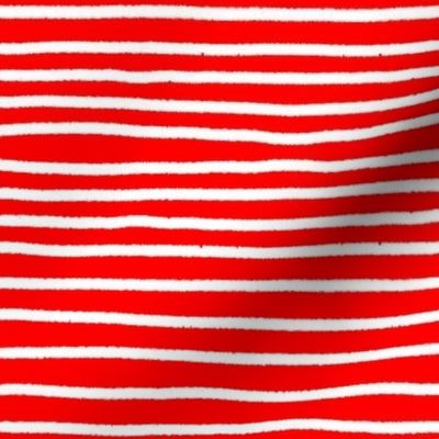 Sketchy Stripes // White on Red