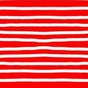 Sketchy Stripes // White on Red