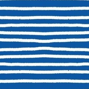 Sketchy Stripes // White on Royal Blue