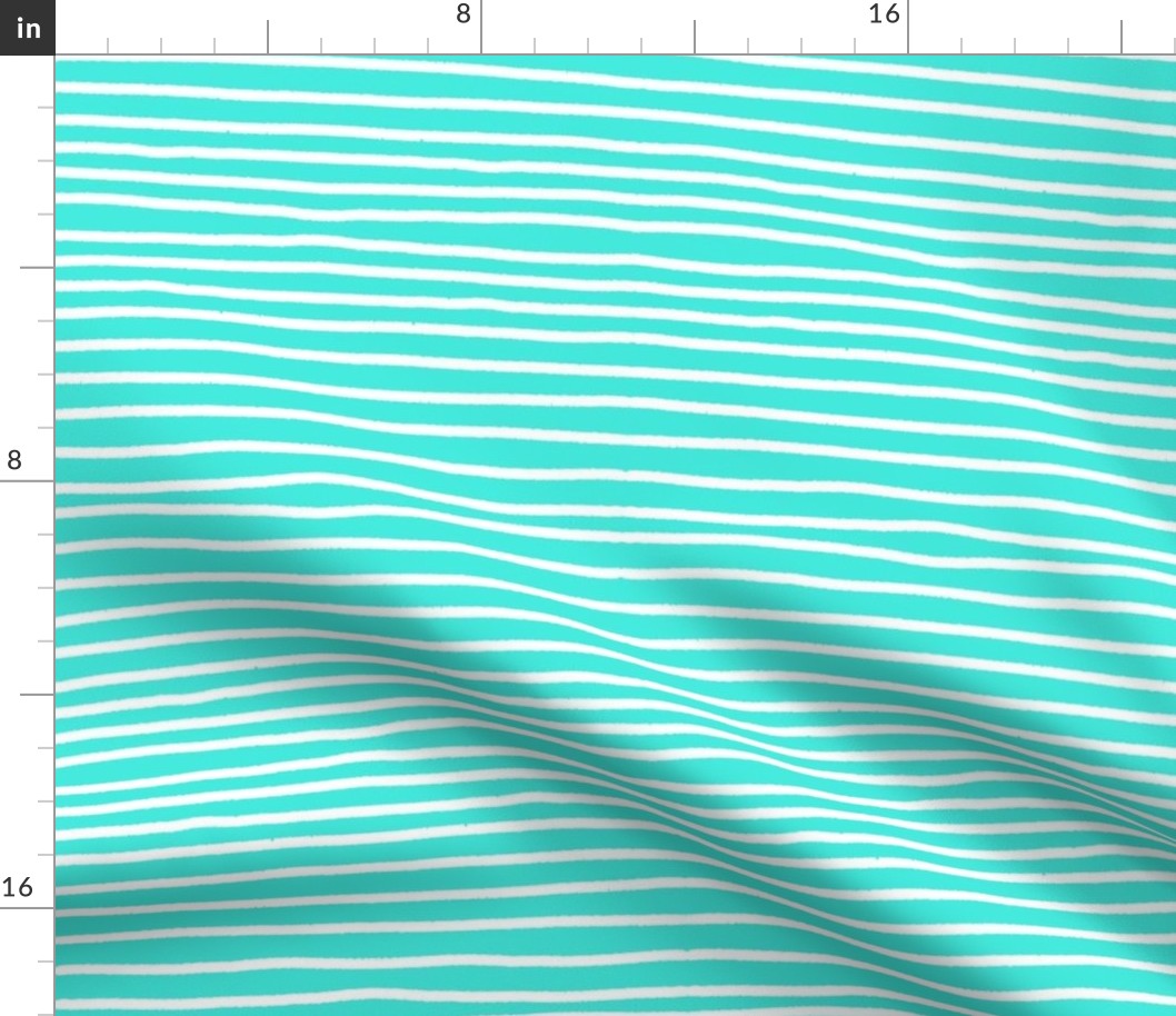 Sketchy Stripes // White on Turquoise