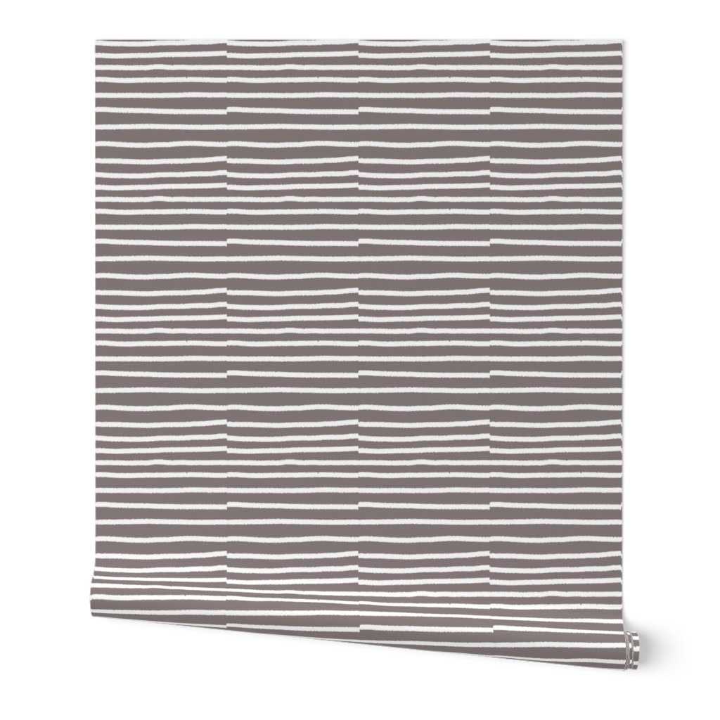 Sketchy Stripes // White on Warm Grey