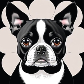 Boston Terrier Dog  for quilt 16x15 inch panel   #14