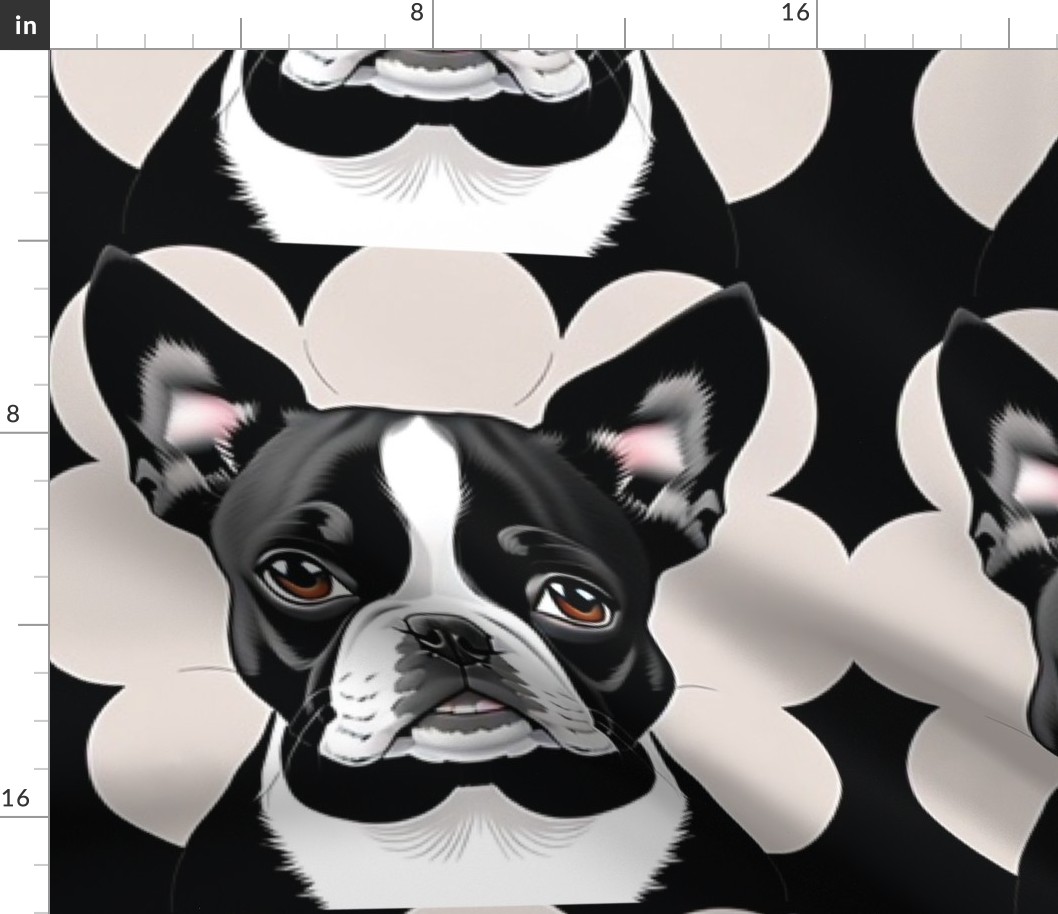 Boston Terrier Dog  for quilt 16x15 inch panel   #14