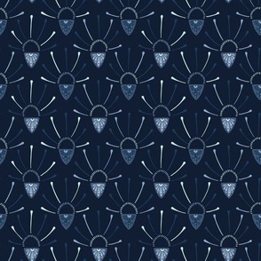  Indigo blue dye flower burst decorative pattern