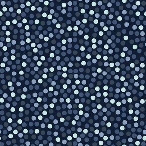  Indigo blue dye all over polka dot pattern