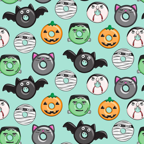 halloween donut medley - teal - large scale