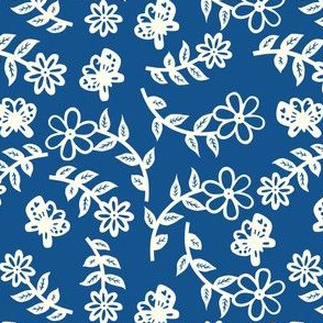 Floral pattern Dark Blue