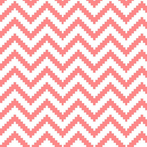Summer Coral and White Aztec Chevron