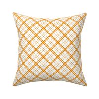 Grungy Diagonal Plaid - Tangerine on White