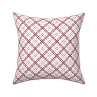 Grungy Diagonal Plaid - Rose on White 