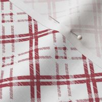 Grungy Diagonal Plaid - Rose on White 