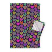 Rainbow Hearts on Dark Purple