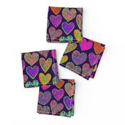 Rainbow Hearts on Dark Purple