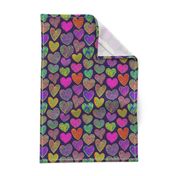 Rainbow Hearts on Dark Purple