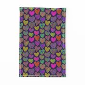 Rainbow Hearts on Dark Purple