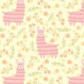 Llovely Llamas in Pink on Yellow