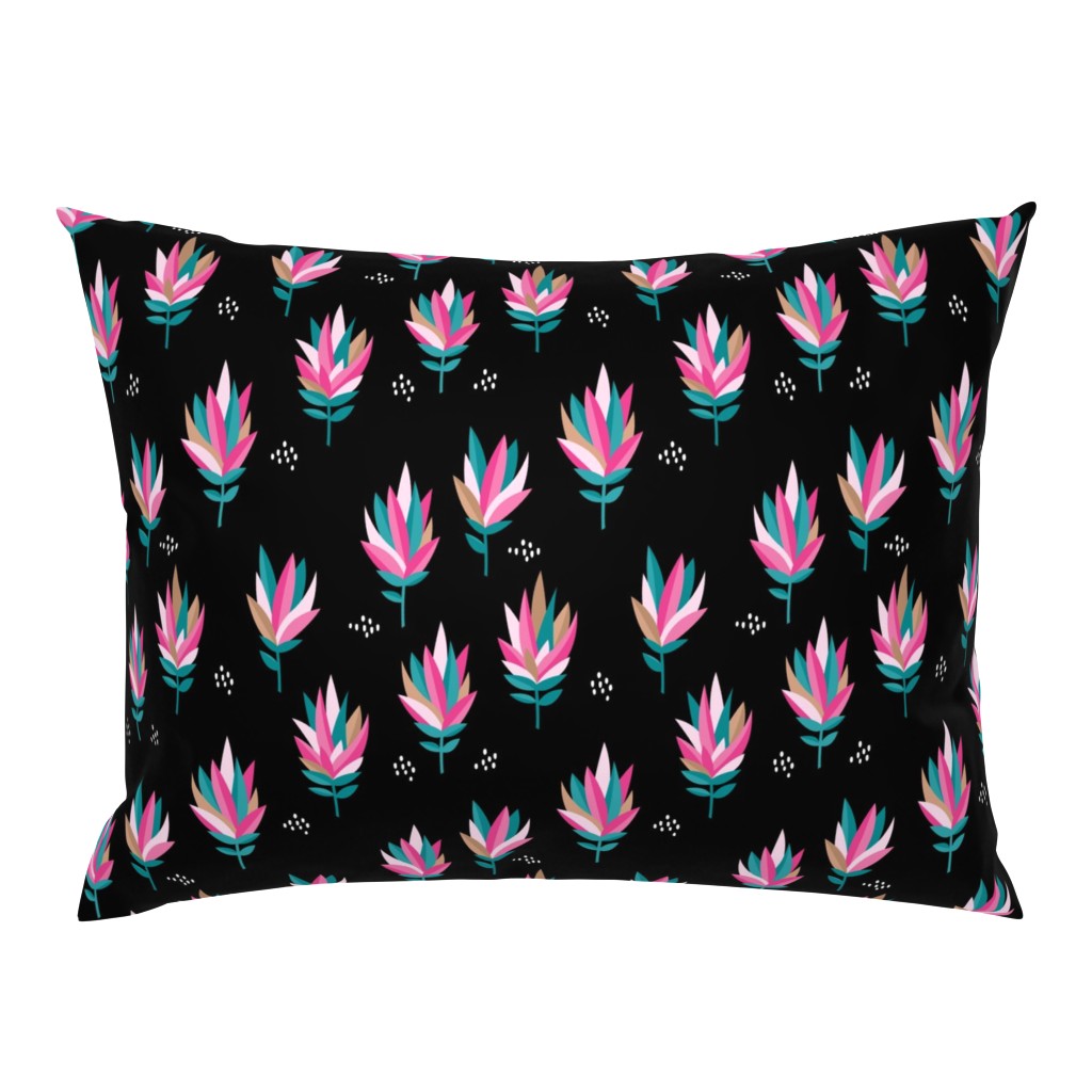 Tropical Australian summer beach lovers flower surf garden botanical protea abstract sugarbushes night black pink aqua