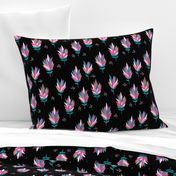 Tropical Australian summer beach lovers flower surf garden botanical protea abstract sugarbushes night black pink aqua