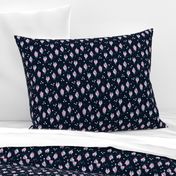 Tropical summer beach lovers flower surf garden botanical protea abstract sugarbushes night navy pink aqua SMALL