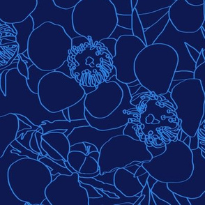 Australian Waxflower Line Floral in Blue