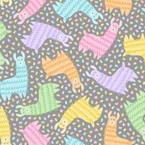 Rainbow Party Llamas on Grey