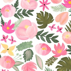 Summer Tropics Pink Florals- LARGE