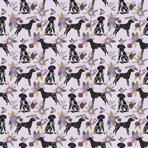 TINY german shorthaired pointer dog floral fabric - dog fabric, floral fabric, shorthaired pointer fabric - purple
