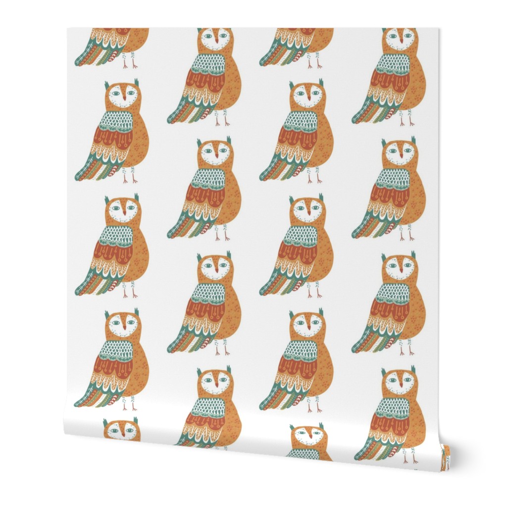 Wise Owl on White