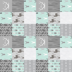 3” Wholecloth Quilt - whistler village - patchwork deer