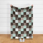 Rustic Woodland Quilt - deerly loved - mint and brown