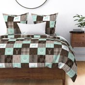 Rustic Woodland Quilt - deerly loved - mint and brown
