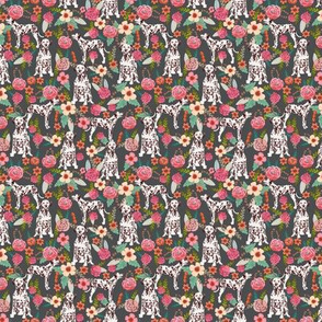 TINY - liver spotted dalmatian florals fabric - charcoal