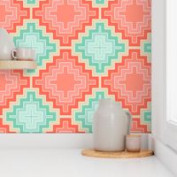 coral mint kilim diamond