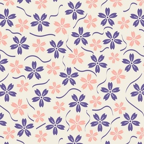 Pastel purple and pink flower with ribbon