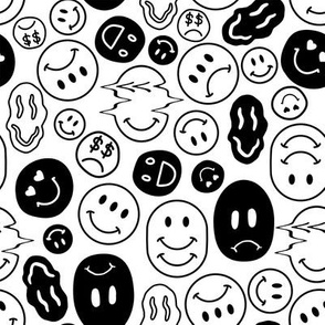 Weird Smiley Faces // Black and White