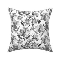 Passion flowers in shades of grey || watercolor black and white florals for home decor