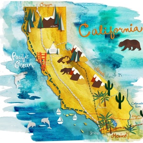 California Watercolor Papercut Playmat 