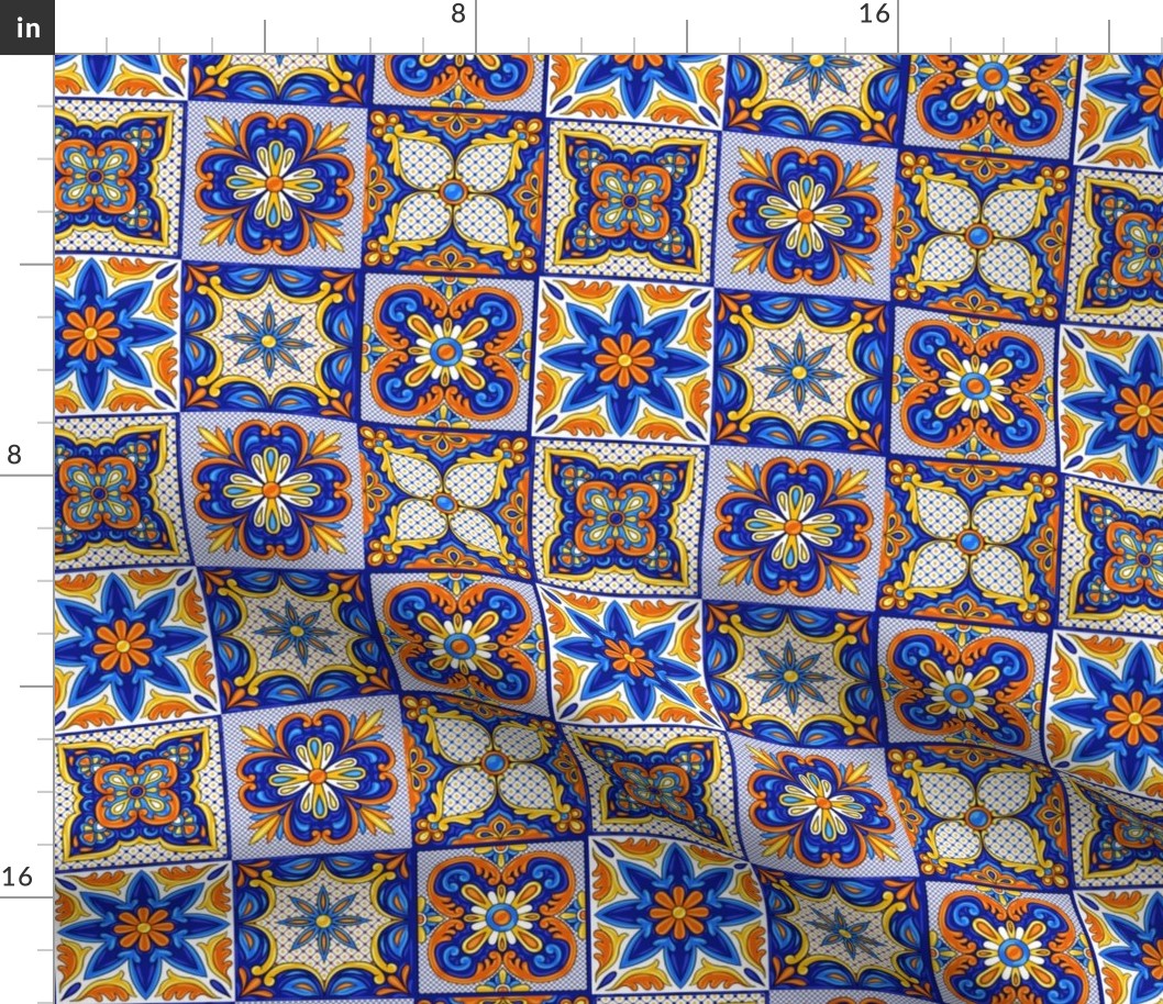 Mexican Themed Terracotta Tiles Blue Yellow