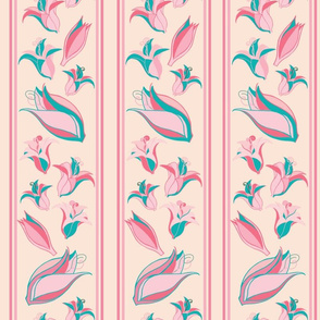 Soft Flower Party vintage stripes pink and teal