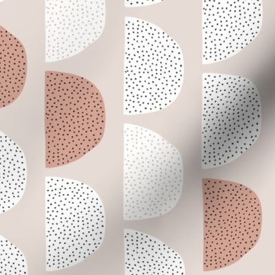 Scandinavian retro moon phases half circles soft pastel moon gender neutral beige sand rust